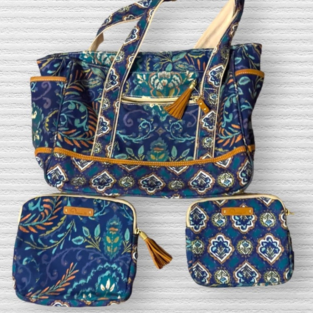Dena Designs Tote 3 piece Travel Set, Accessories Kit, Matching Bags multi sized